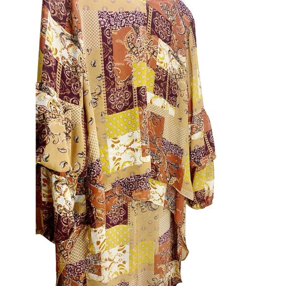 Cato Asymmetrical Flowy Sheet Blouse W/Fall Colors sz L - Picture 4 of 6